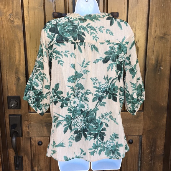 Denim & Supply Floral Ruffle Tie Front Blouse S M - Picture 7 of 8